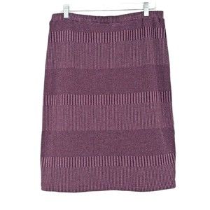 Joan Rivers Womens Textured Knit Skirt Size Large Lined Stretch Waist Plum Slim